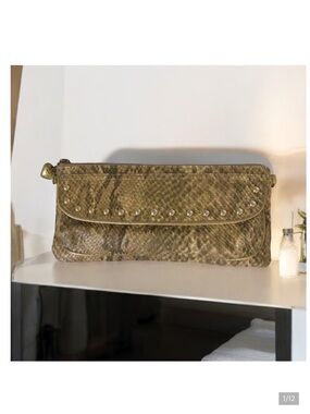 Kathy Van Zeeland Python Snakeskin Clutch